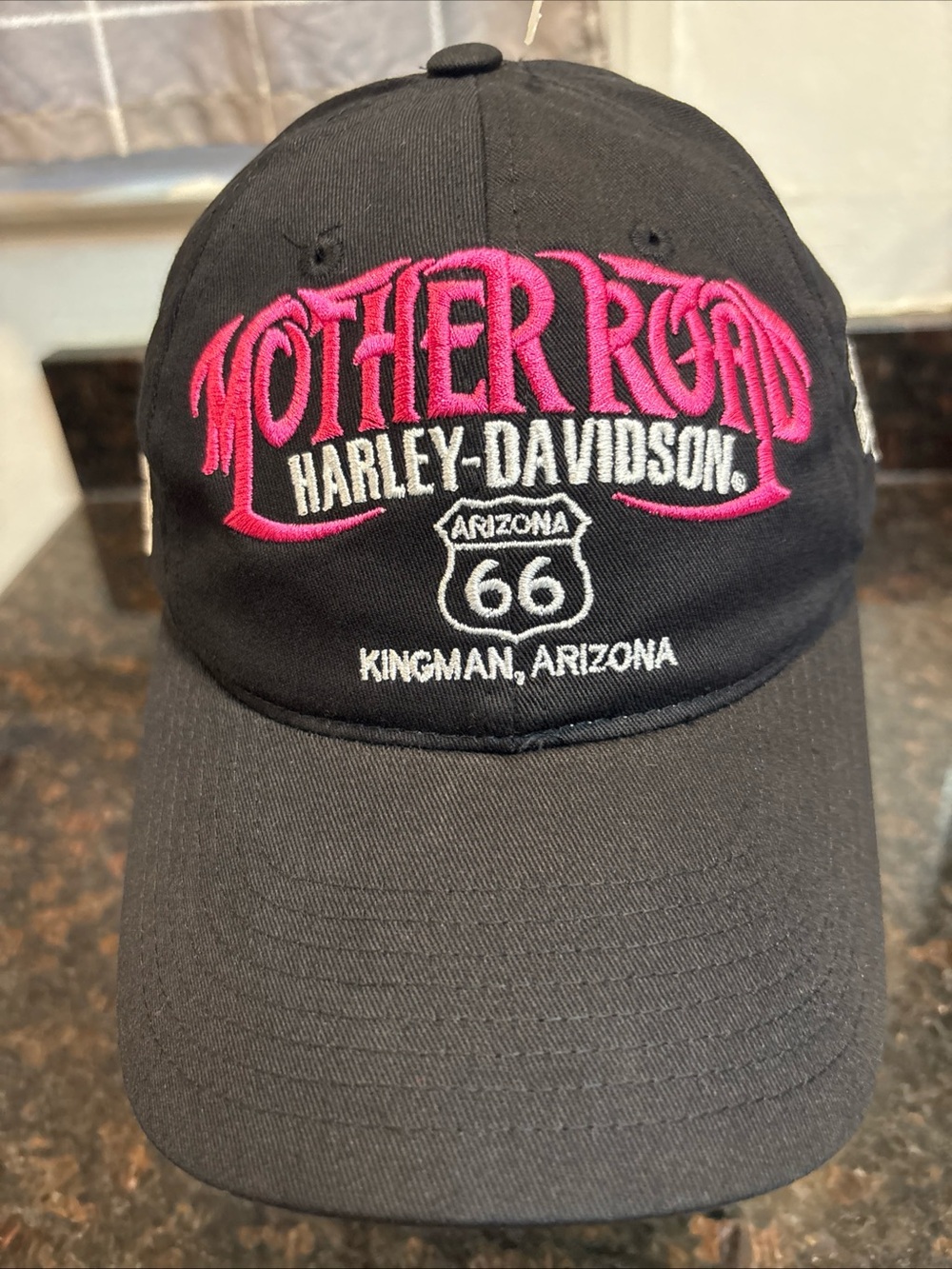 Harley-Davidson Black Baseball Cap with Pink Mother Road Embroidery